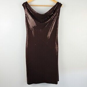 Chetta B Sherrie Bloom Womens 6 Brown Sequin Dress Cowl Neck Cocktail Party
